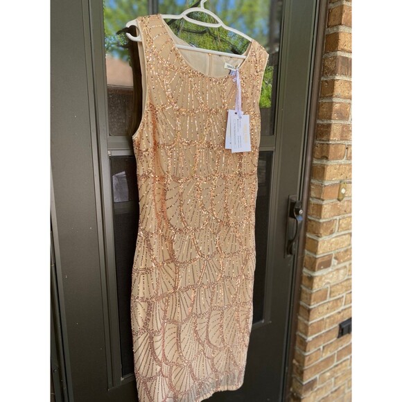NWT Grace Karin Knee-Length Rose Gold Sequins Dress Size 12 Formal Wedding/Prom - Picture 12 of 12